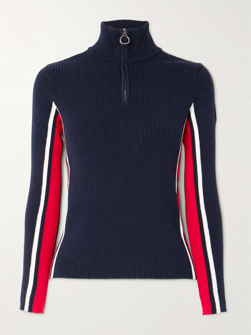 Fusalp Deltanao Striped Ribbed-knit Half-zip Sweater