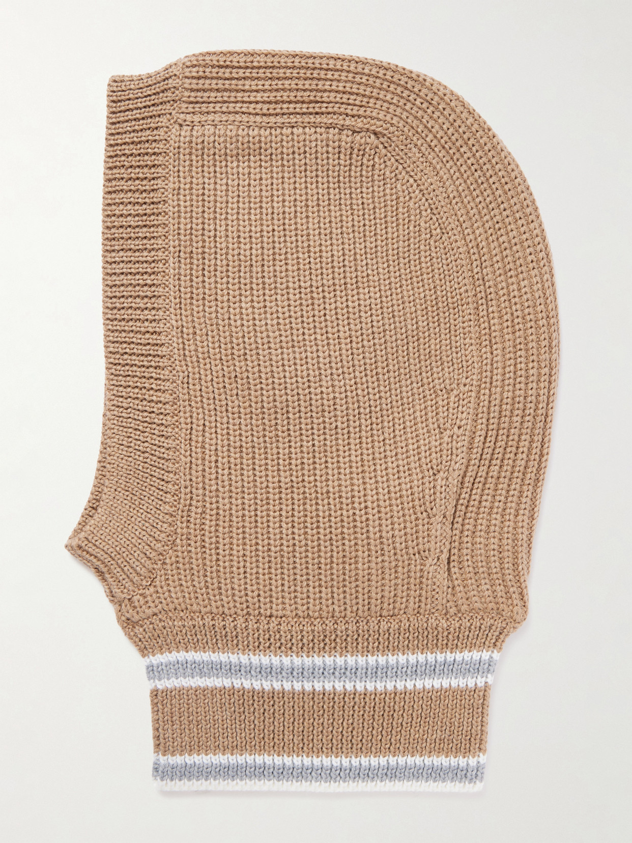 Fusalp Striped Ribbed Wool Balaclava In Brown