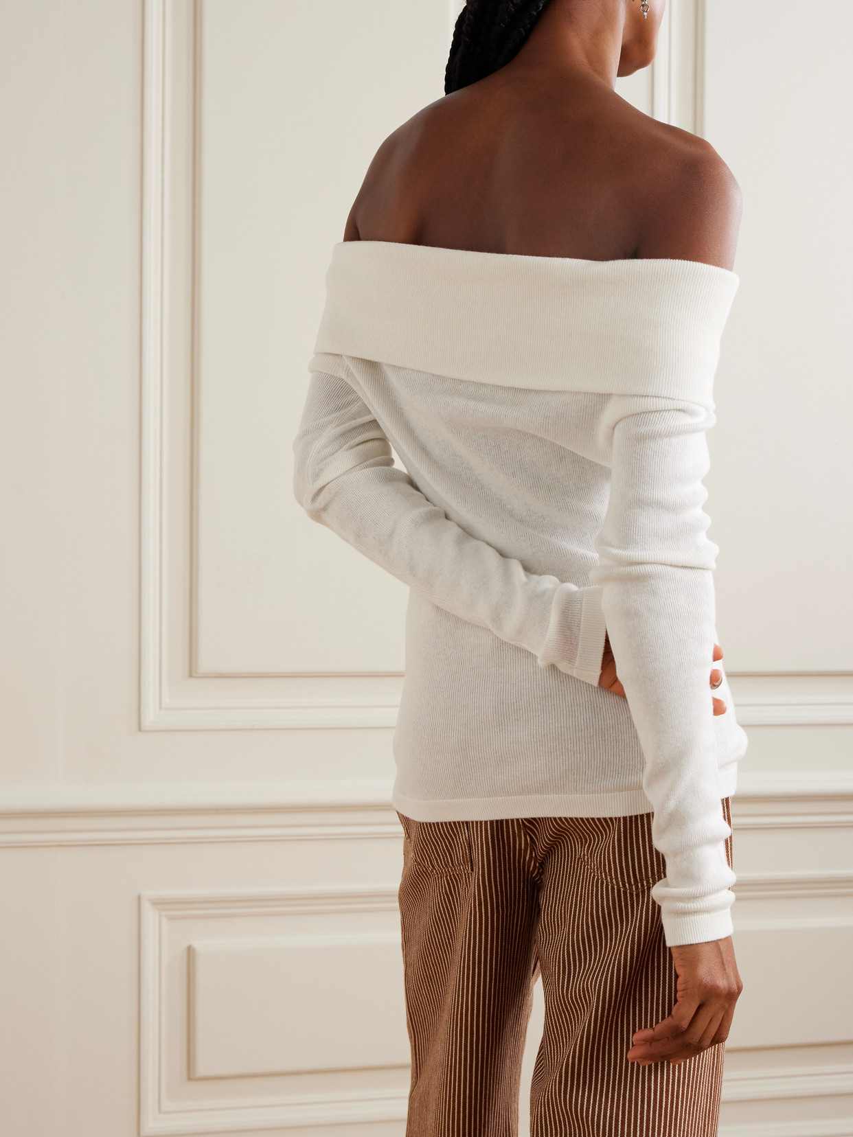 Claudina Off-The-Shoulder Cotton And Cashmere-Blend Top