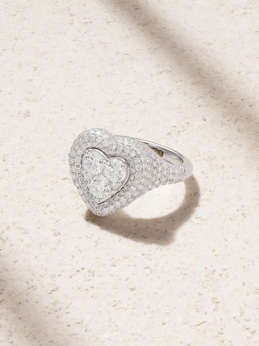 Kamyen Manaal 18-karat White Gold Diamond Pinky Ring