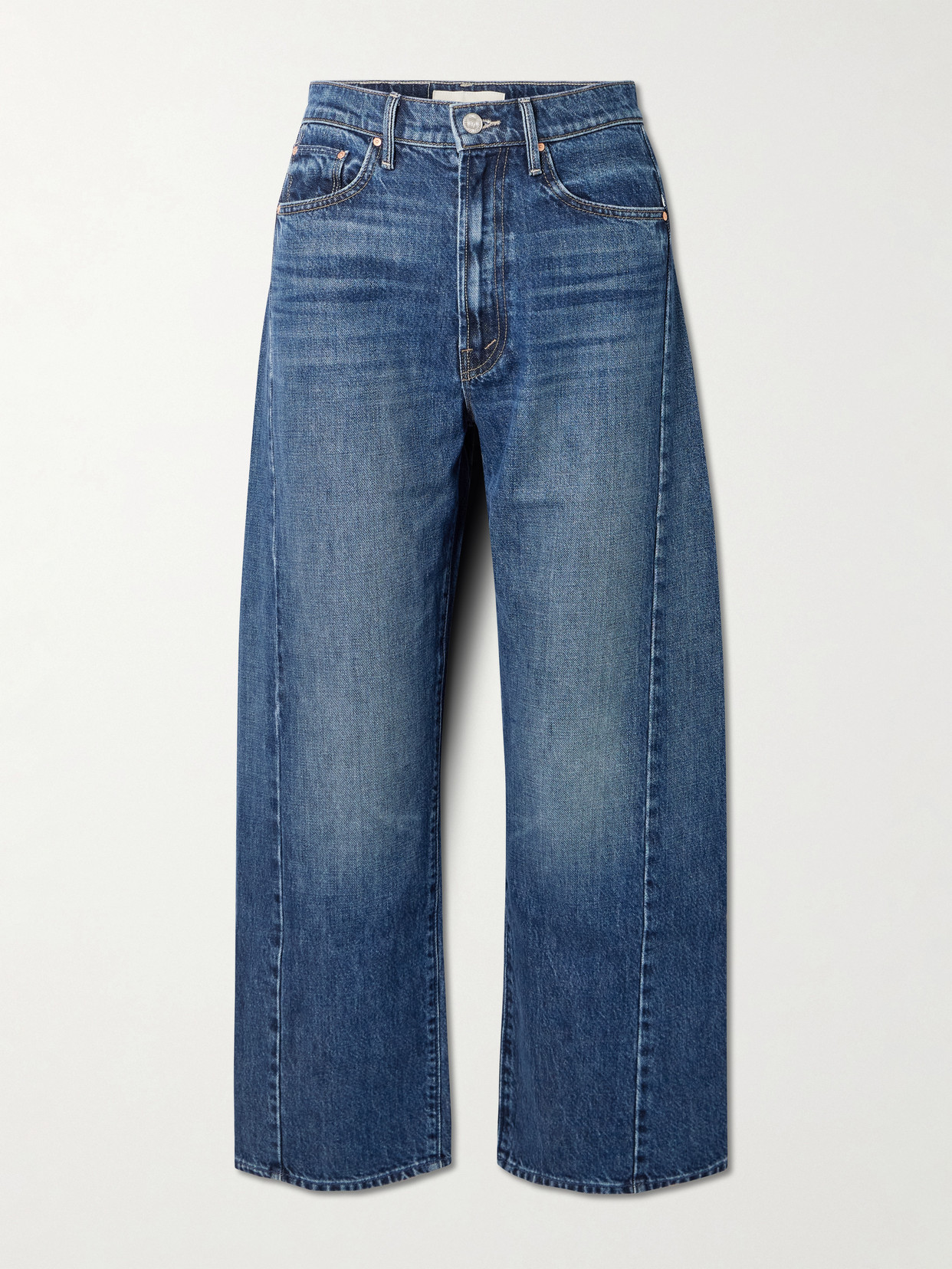Mother The Half Pipe Ankle Mid-rise Wide-leg Jeans In Blue