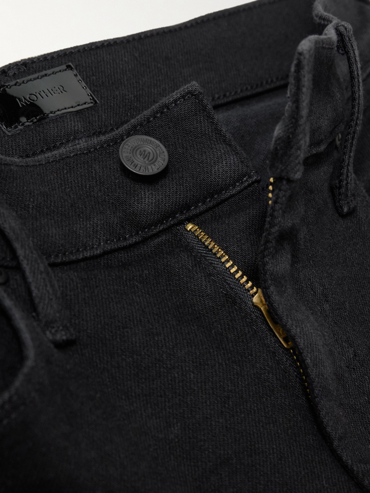Mother Midnight Blue Stretch Denim The Weekender Jeans In Black