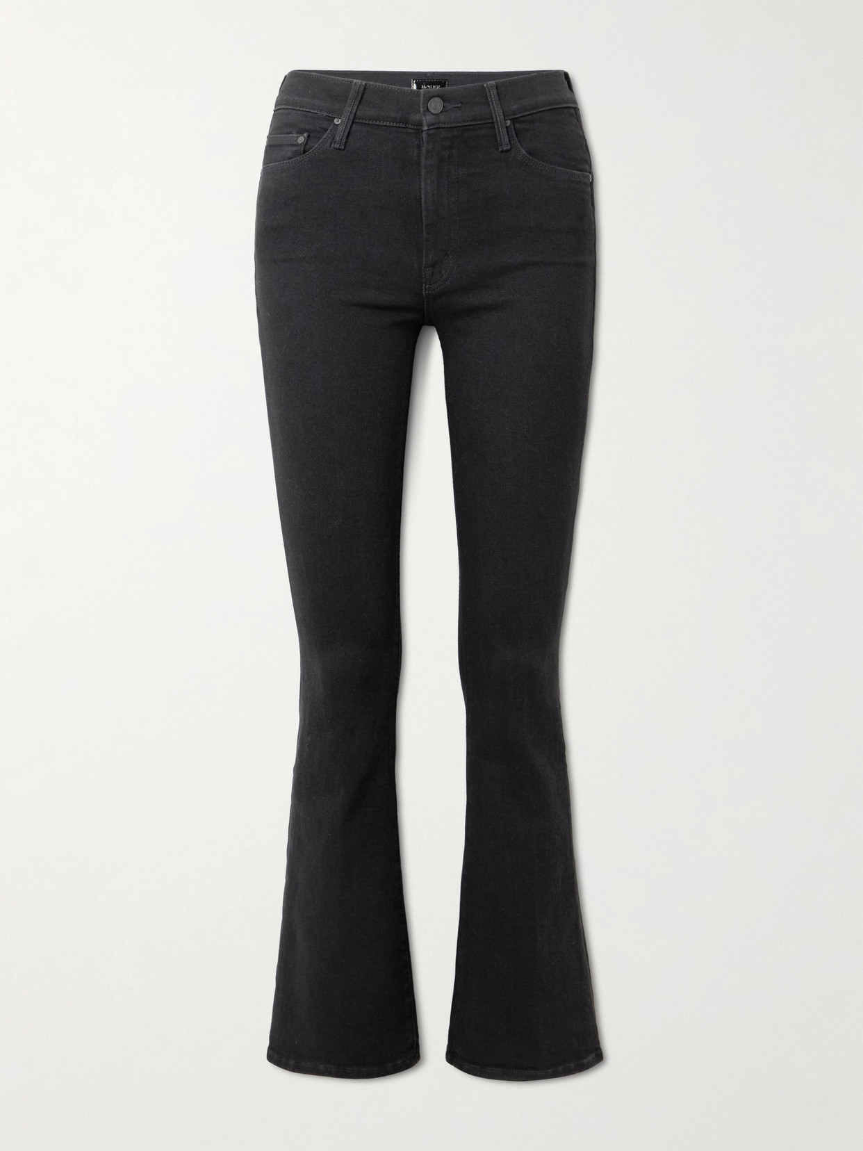 Mother The Weekender Mid-rise Flared Jeans In Black
