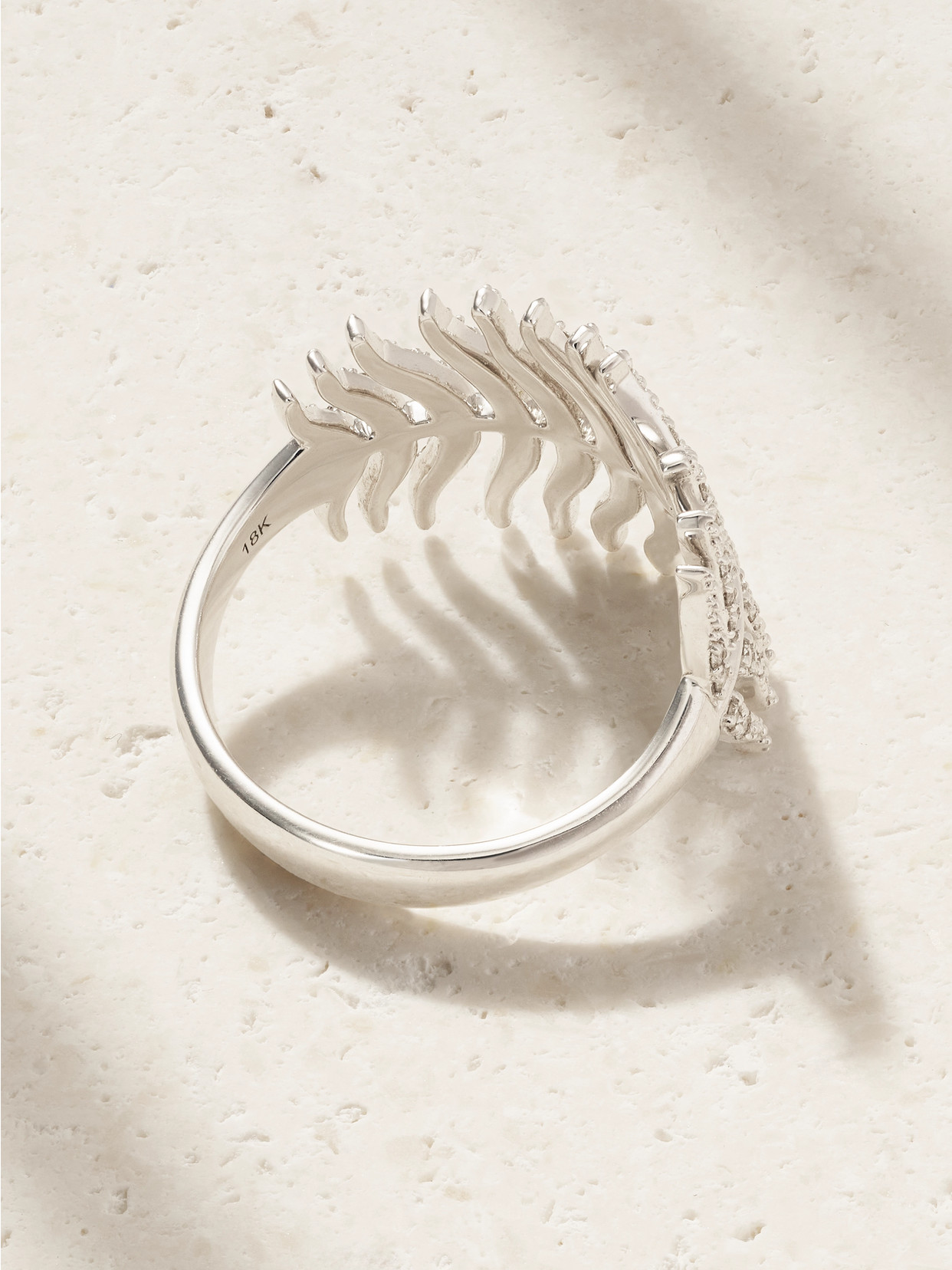 Mizuki Feather 18-karat White Gold Diamond Ring In White