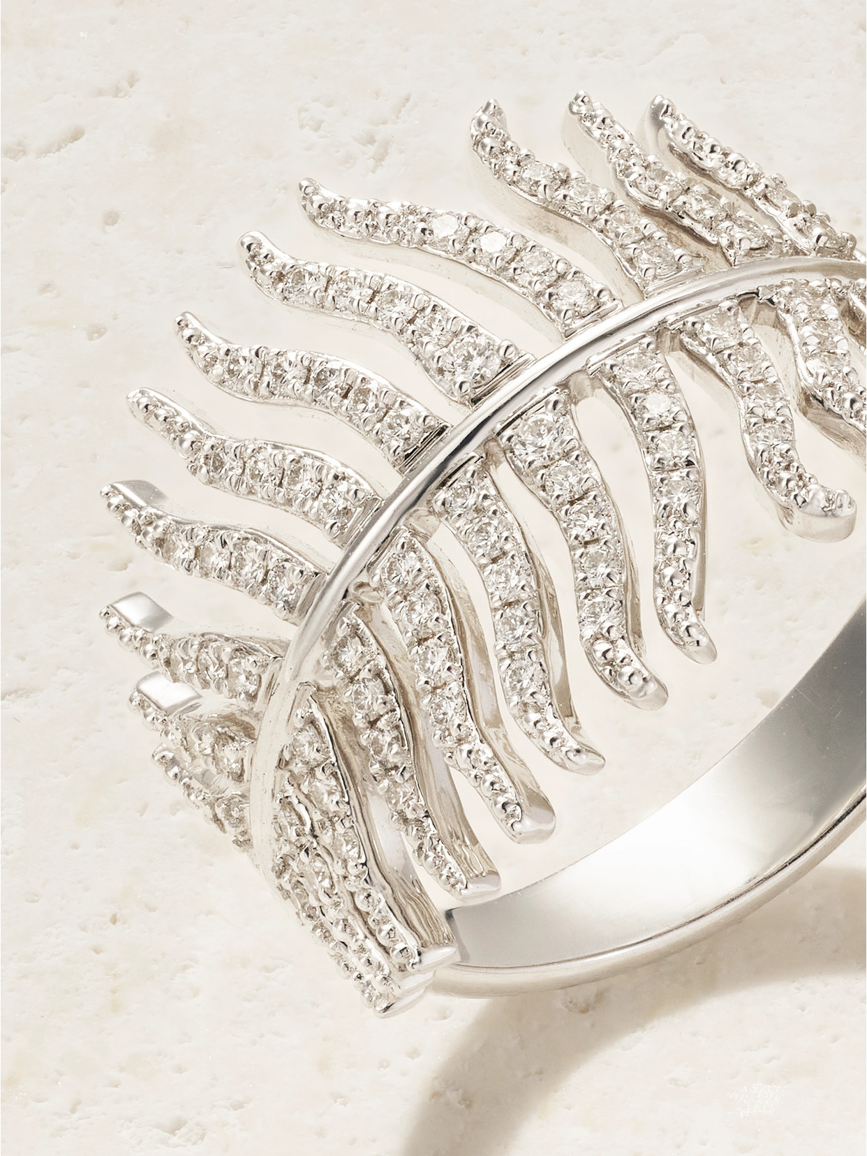 Mizuki Feather 18-karat White Gold Diamond Ring In White