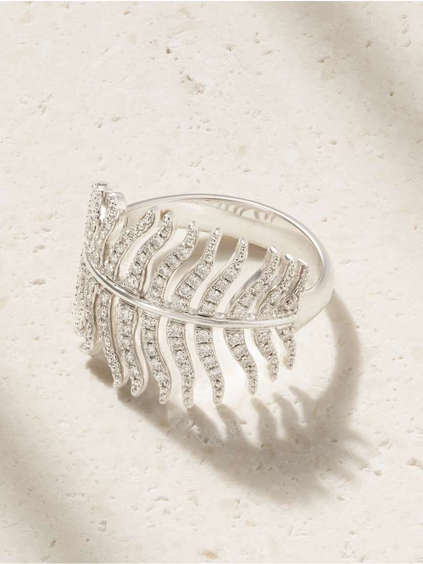 Mizuki Feather 18-karat White Gold Diamond Ring