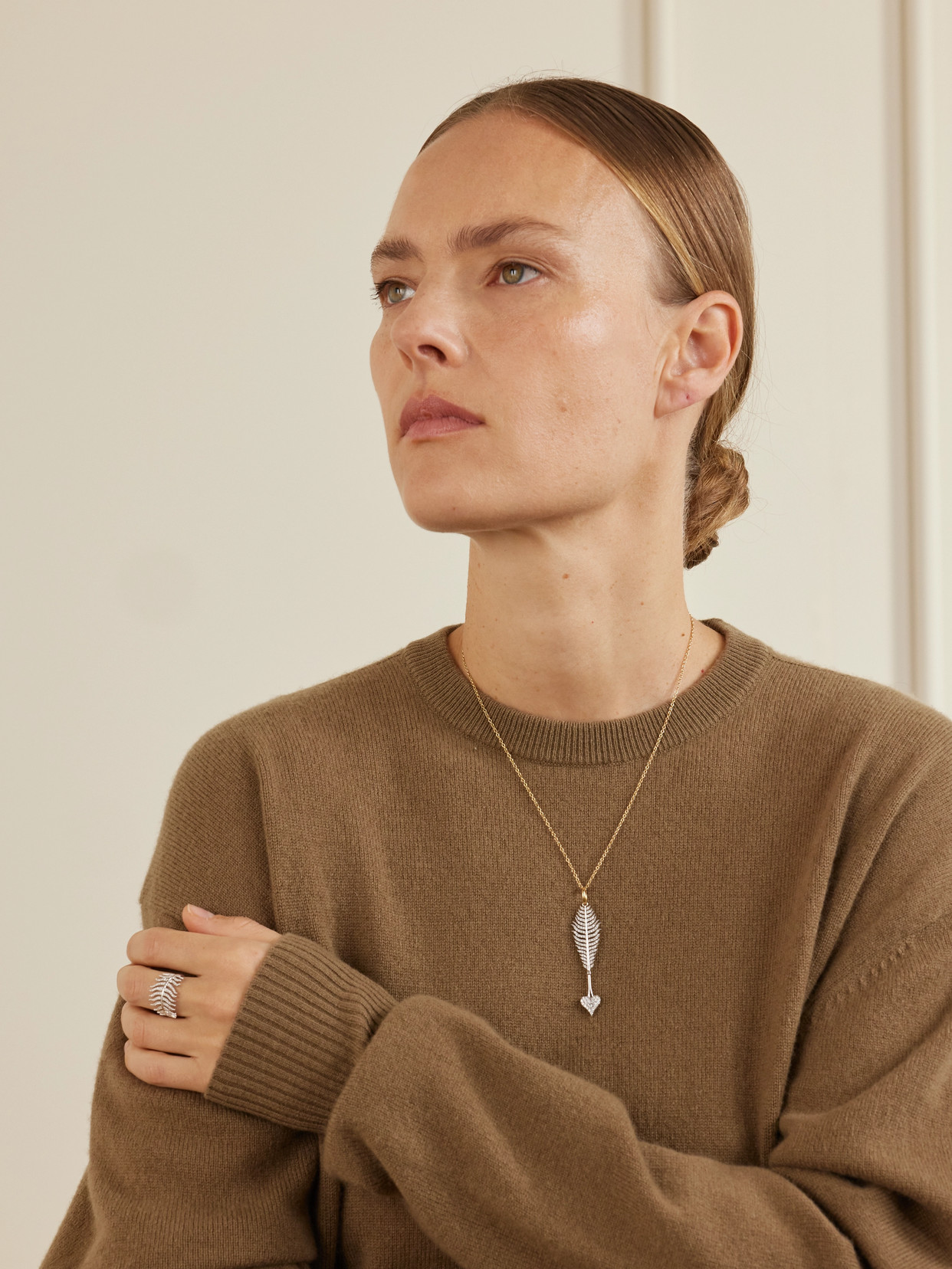 Mizuki Feather 18-karat White Gold Diamond Ring In White