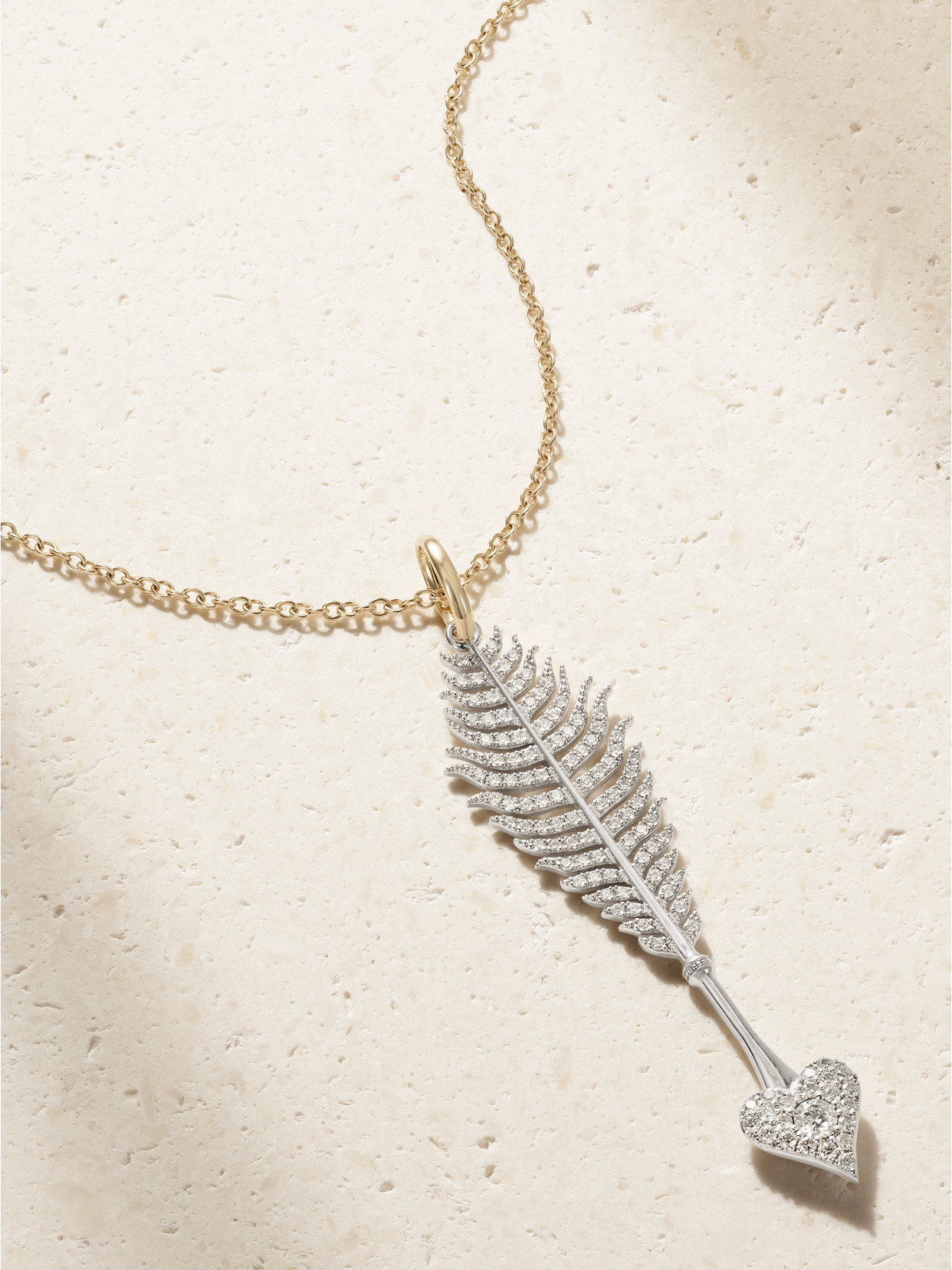 Mizuki Arrow 18-karat Yellow And White Gold Diamond Necklace In Gold