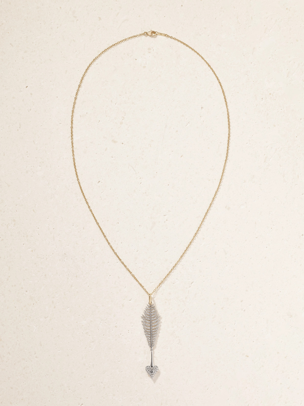 Mizuki Arrow 18-karat Yellow And White Gold Diamond Necklace
