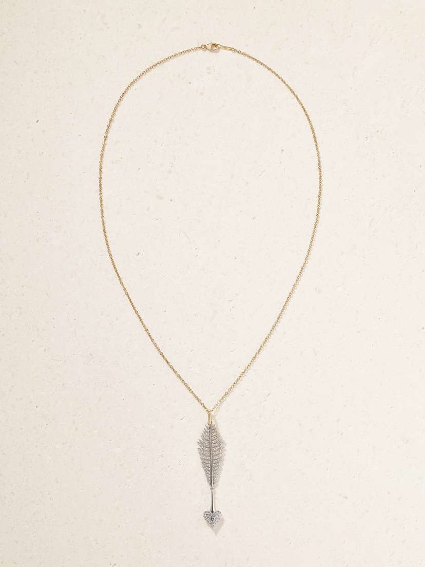 Mizuki Arrow 18-karat Yellow And White Gold Diamond Necklace