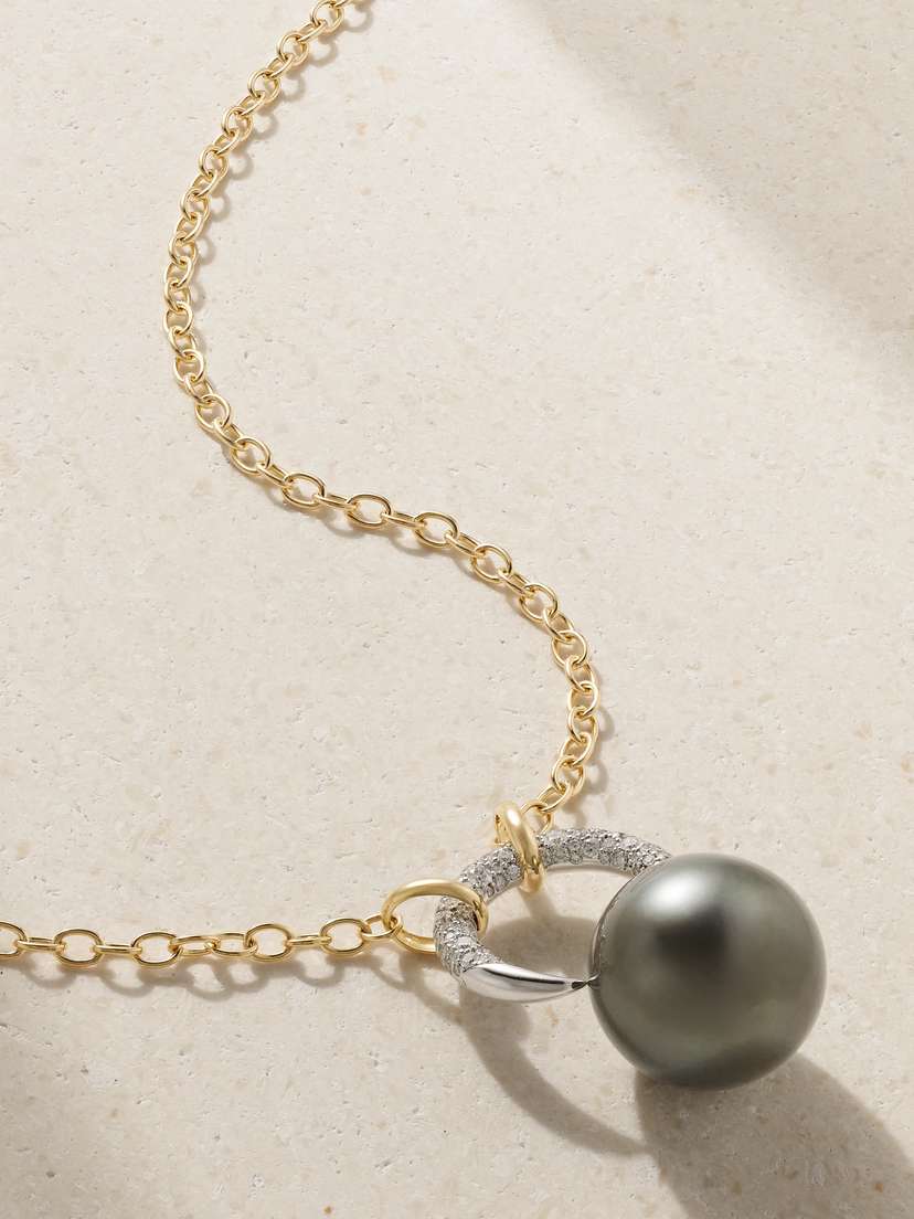 Mizuki 18-karat Yellow And White Gold, Pearl And Diamond Necklace