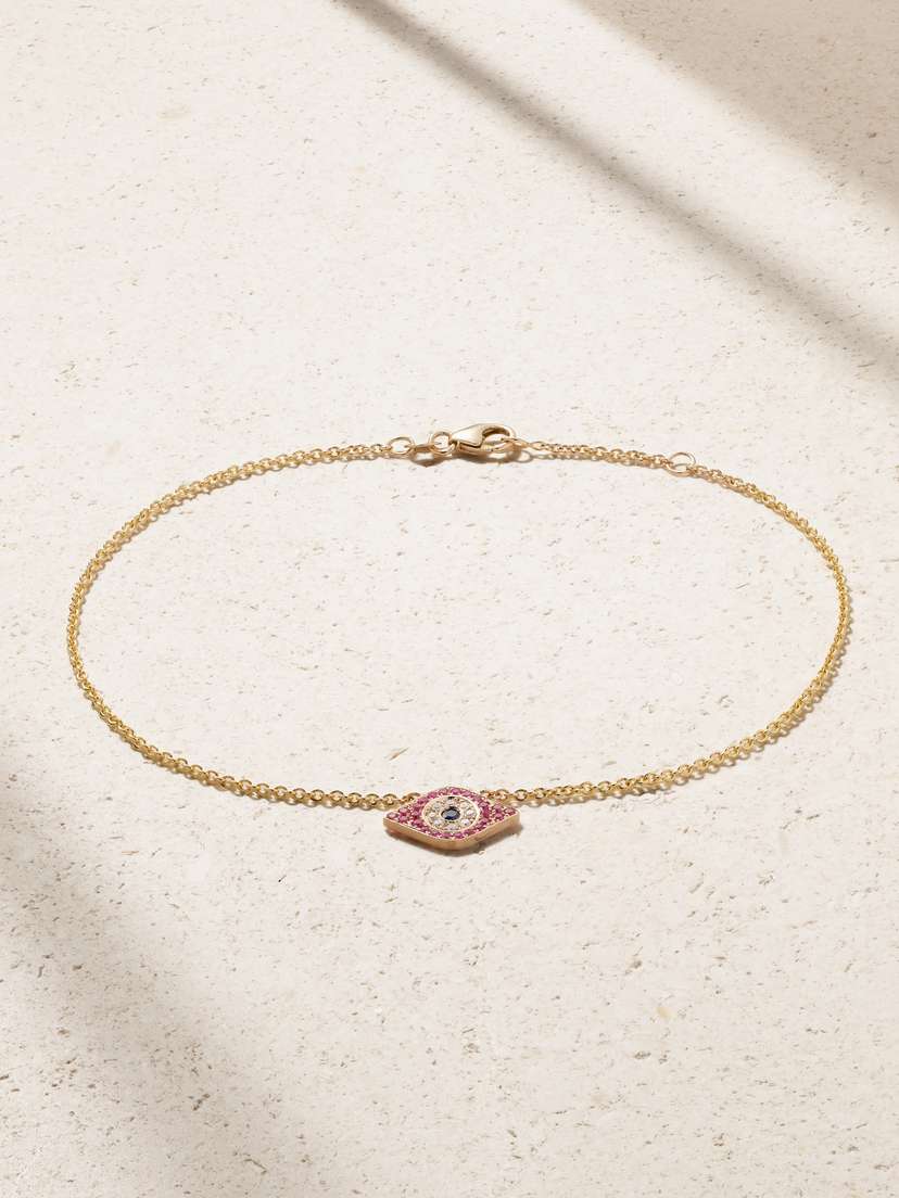 Diane Kordas 14-karat Gold, Sapphire And Diamond Anklet
