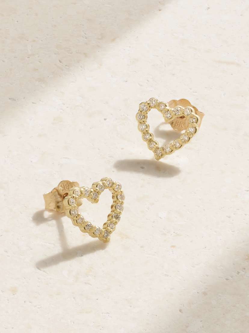 Jennifer Meyer Open Heart 18-karat Gold Diamond Earrings