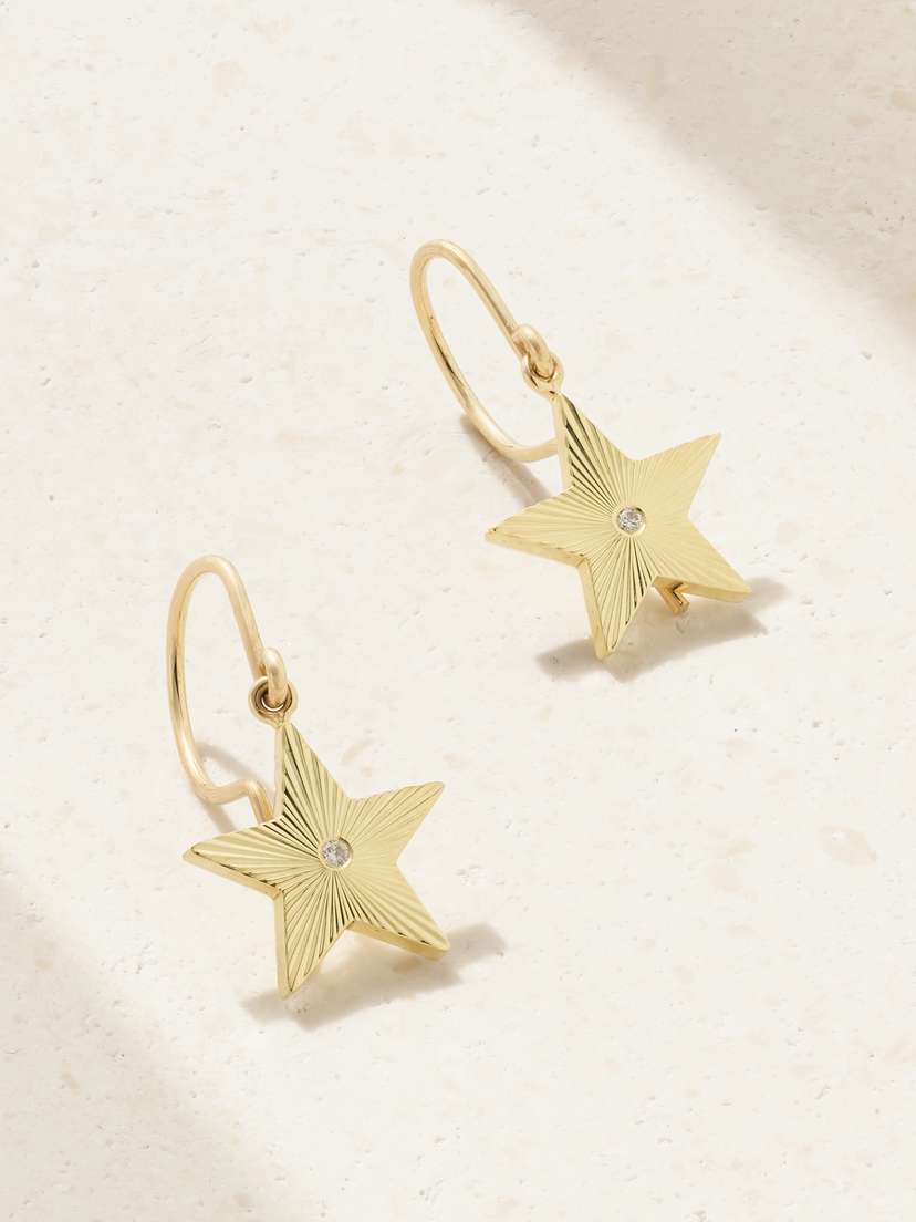 Jennifer Meyer Mini 70s Star 18-karat Gold Diamond Earrings