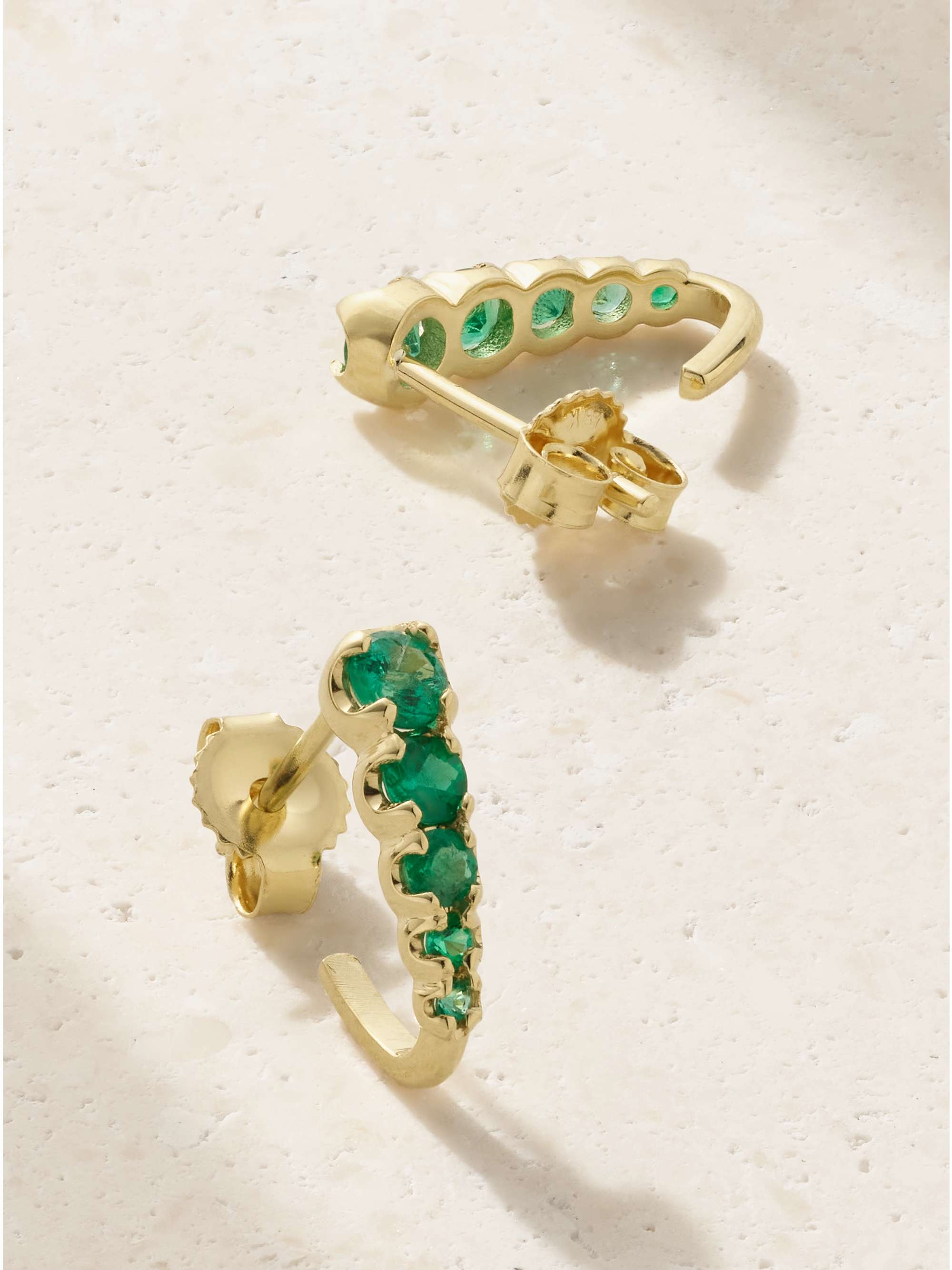 Edith 18-karat gold emerald earrings - green - One Size