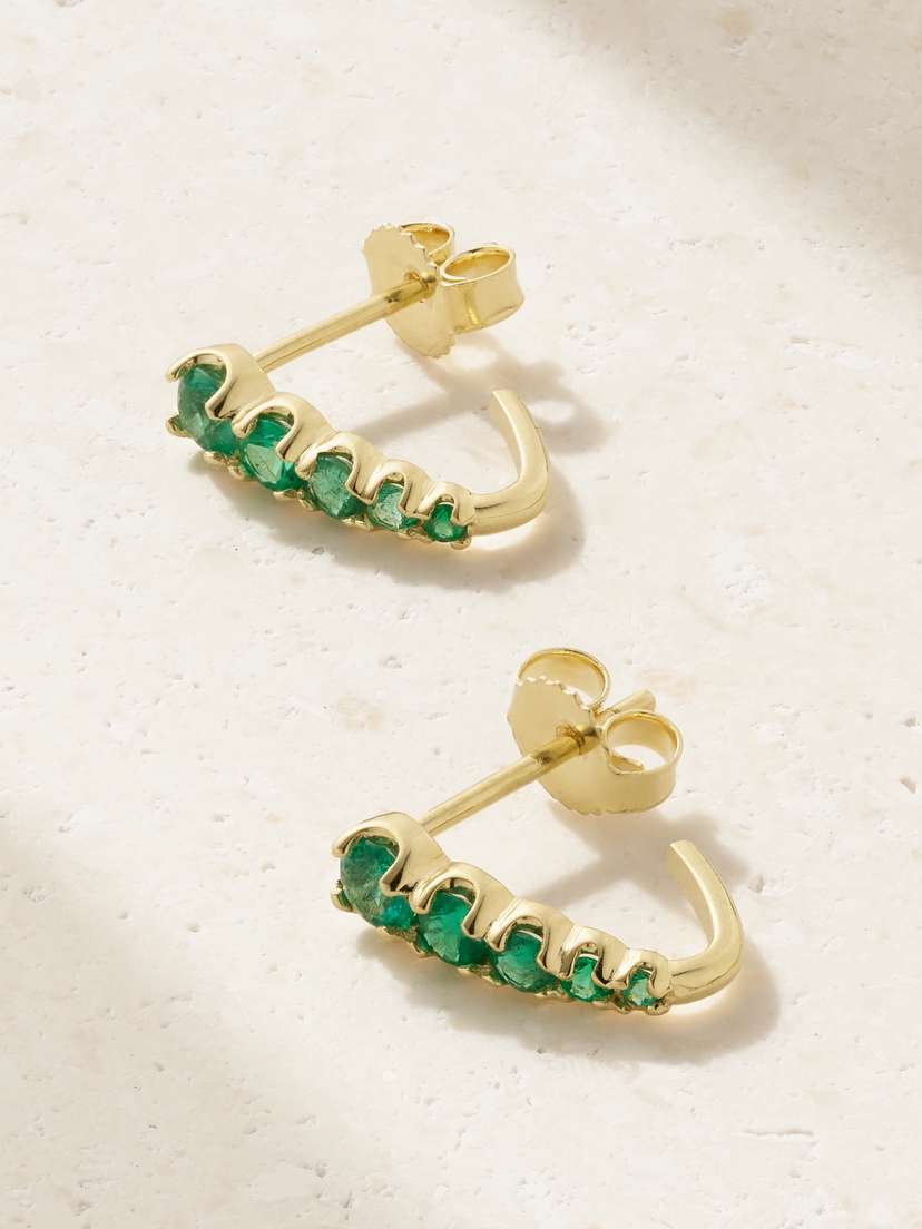 Jennifer Meyer Edith 18-karat Gold Emerald Earrings