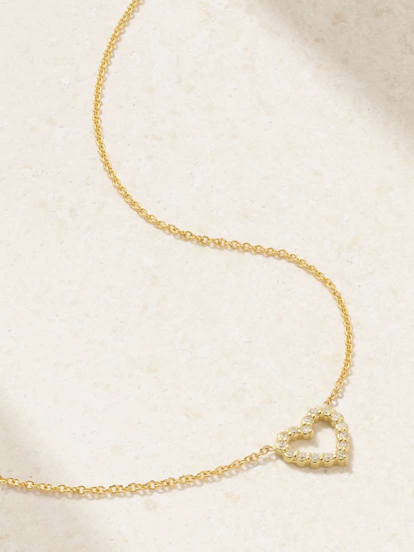 Jennifer Meyer Open Heart 18-karat Gold Diamond Necklace