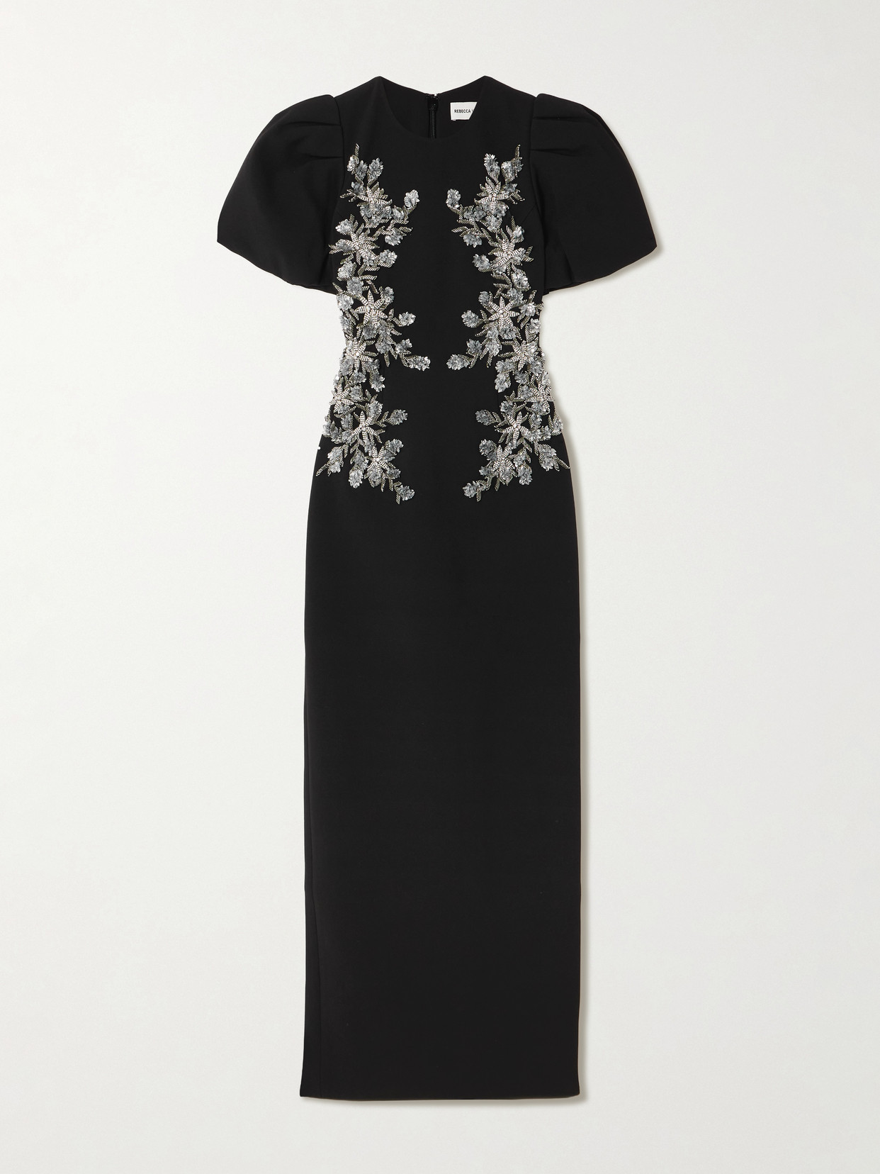 Rebecca Vallance Zephyr Embellished Crepe Gown In Black