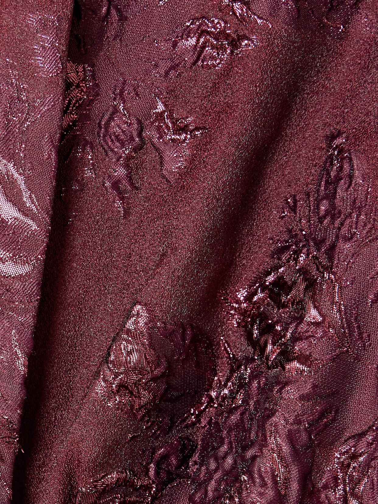 Rebecca Vallance Arlette Belted Metallic Cloqué Gown In Burgundy