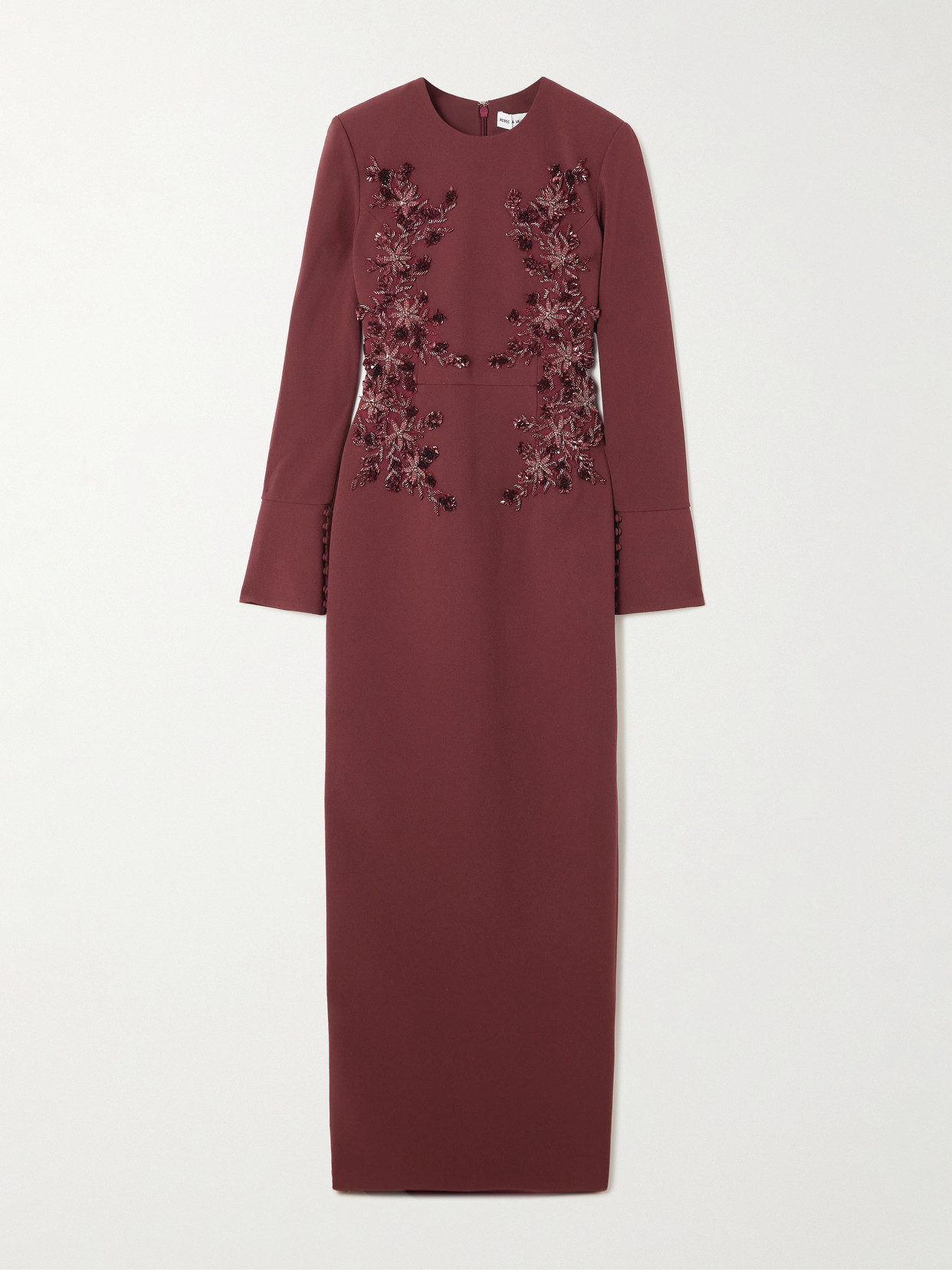 Rebecca Vallance Lulee Embellished Crepe Gown In Burgundy