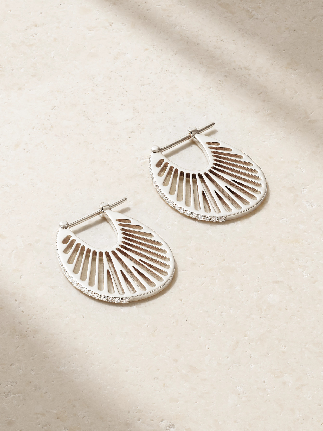 L'atelier Nawbar Flat Ray Large 18-karat White Gold Diamond Hoop Earrings In Silver