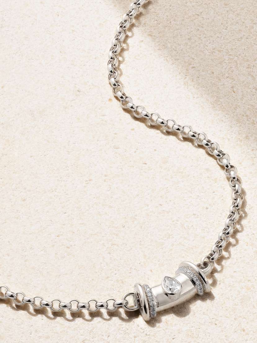 L’Atelier Nawbar Warrior Princess 18-karat White Gold Diamond Necklace