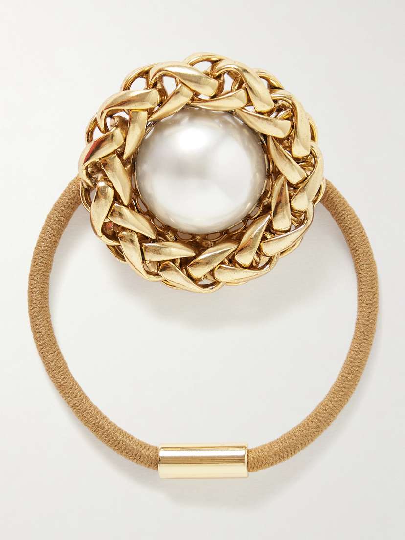 Jennifer Behr Marit Faux Pearl-embellished Gold-plated Hair Tie