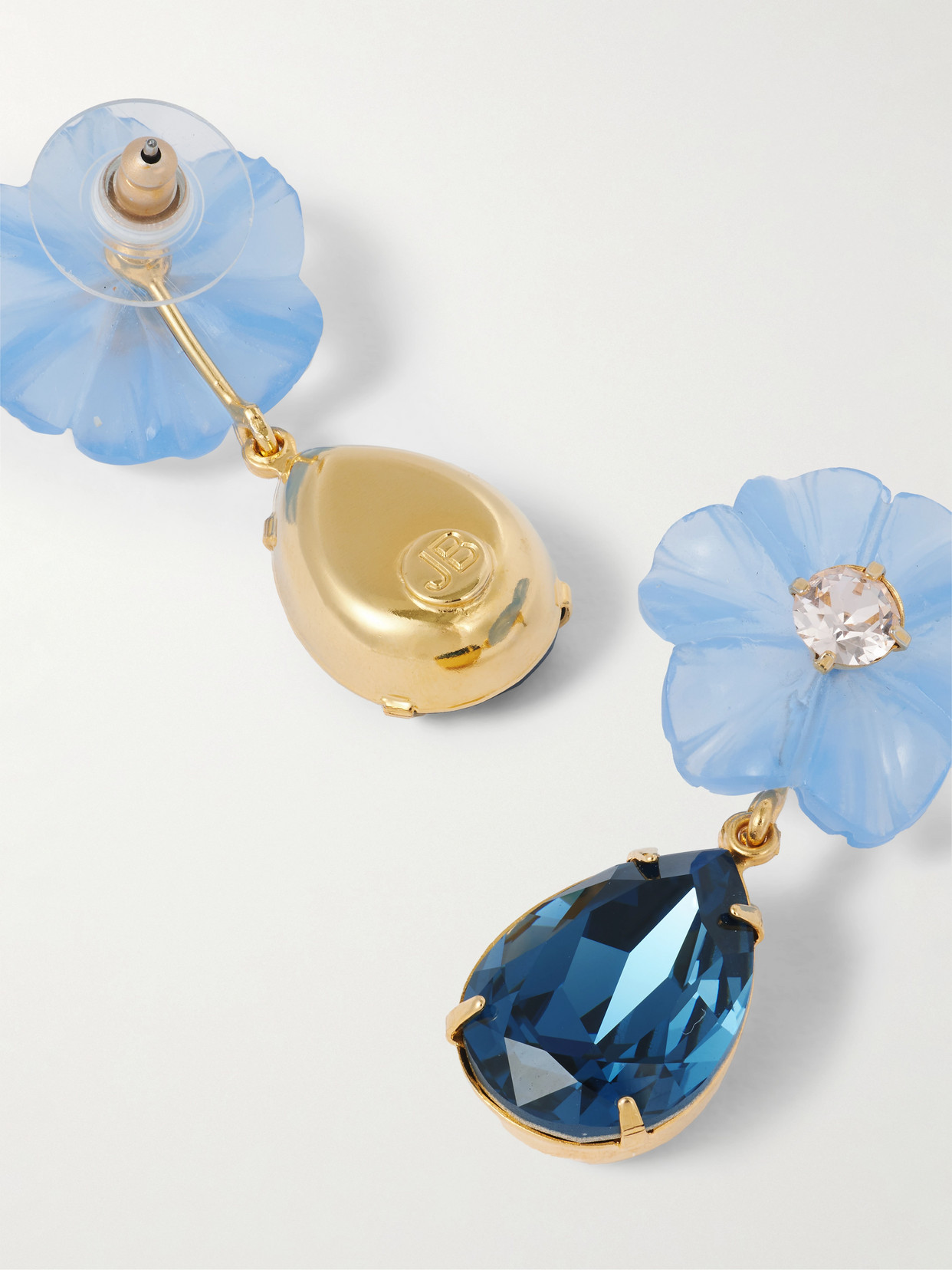 Jennifer Behr Juna Gold-plated, Crystal And Chalcedony Earrings In Blue
