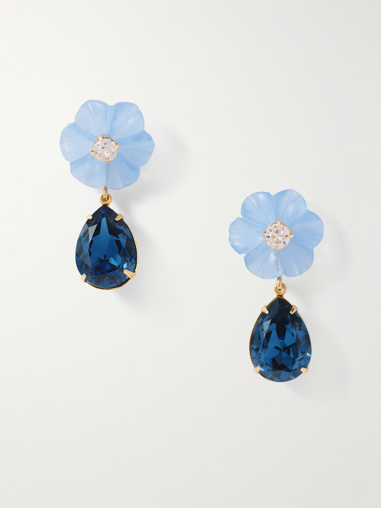Jennifer Behr Juna Gold-plated, Crystal And Chalcedony Earrings In Blue