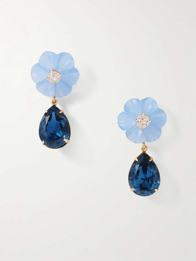 Jennifer Behr Juna Gold-plated, Crystal And Chalcedony Earrings