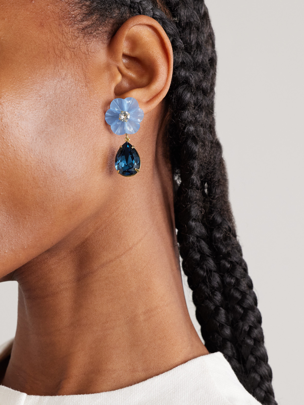 Jennifer Behr Juna Gold-plated, Crystal And Chalcedony Earrings In Blue