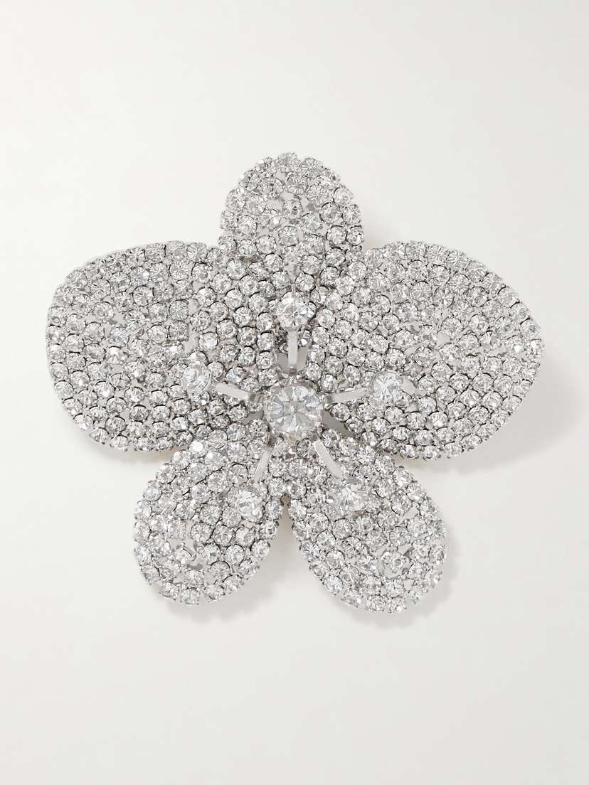Jennifer Behr Kiarra Rhodium-plated Crystal Brooch