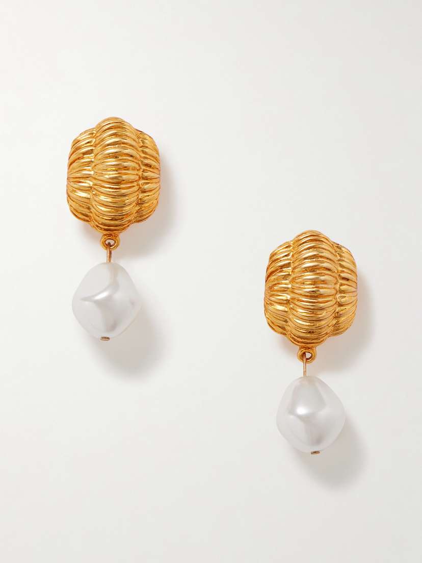 Jennifer Behr Asha Gold-plated Faux Pearl Earrings