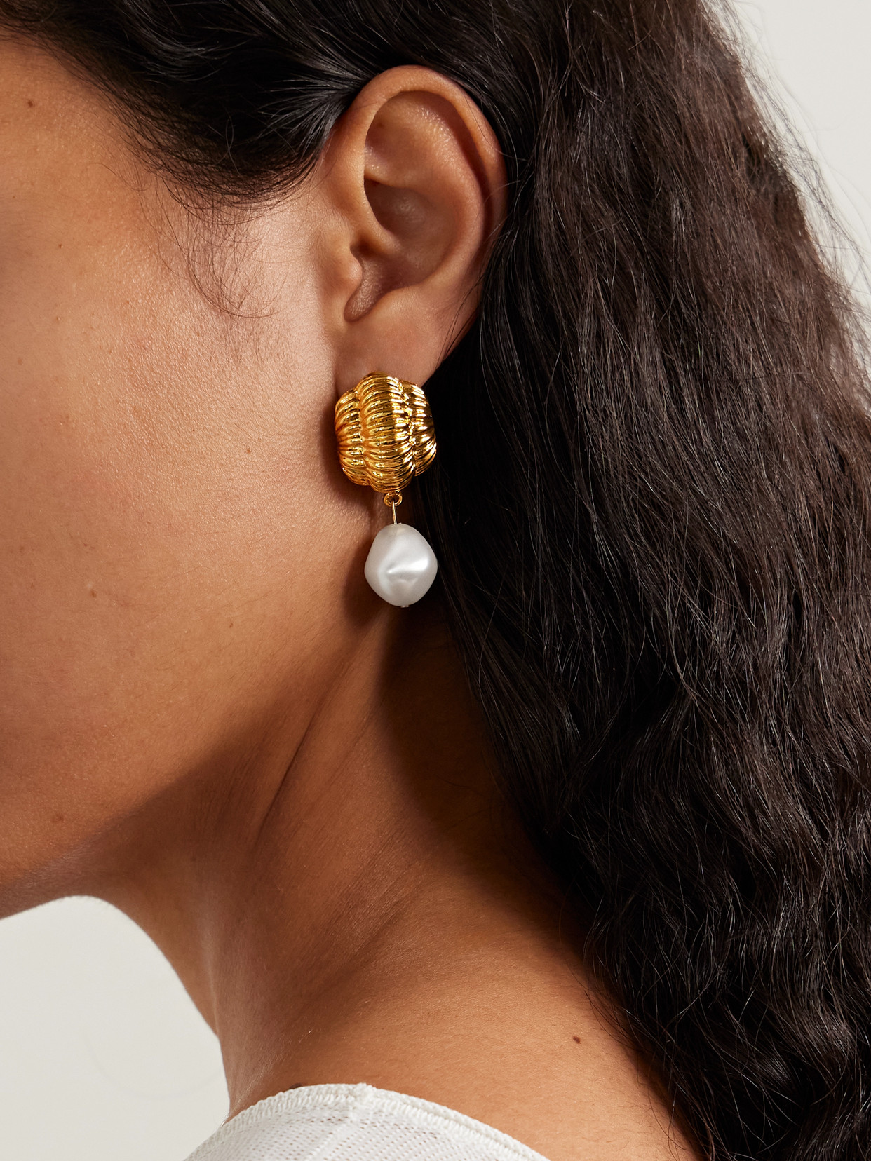 Jennifer Behr Asha Gold-plated Faux Pearl Earrings In Gold
