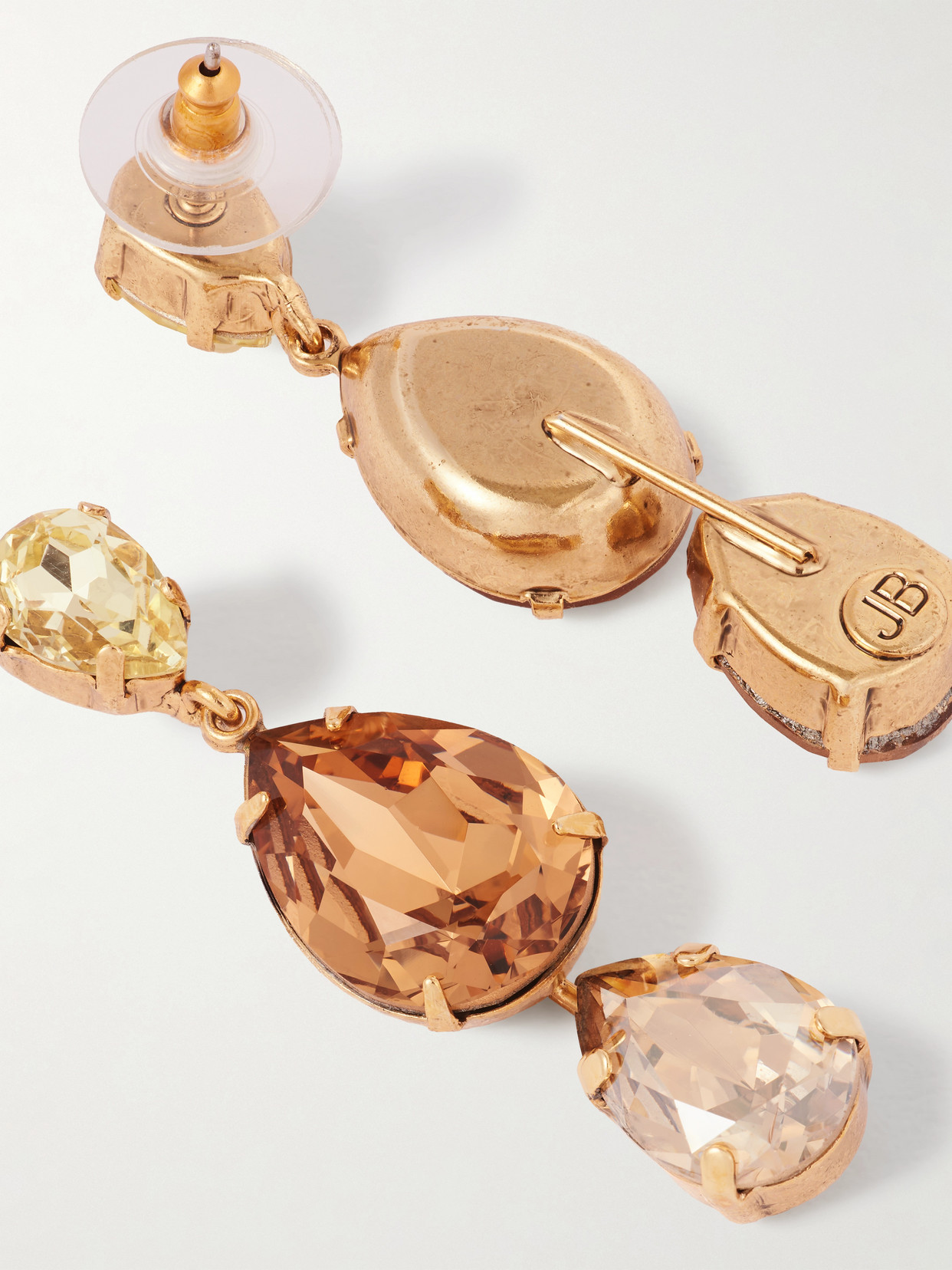 Jennifer Behr Natalina 18-karat Gold-plated And Crystal Earrings In Brown