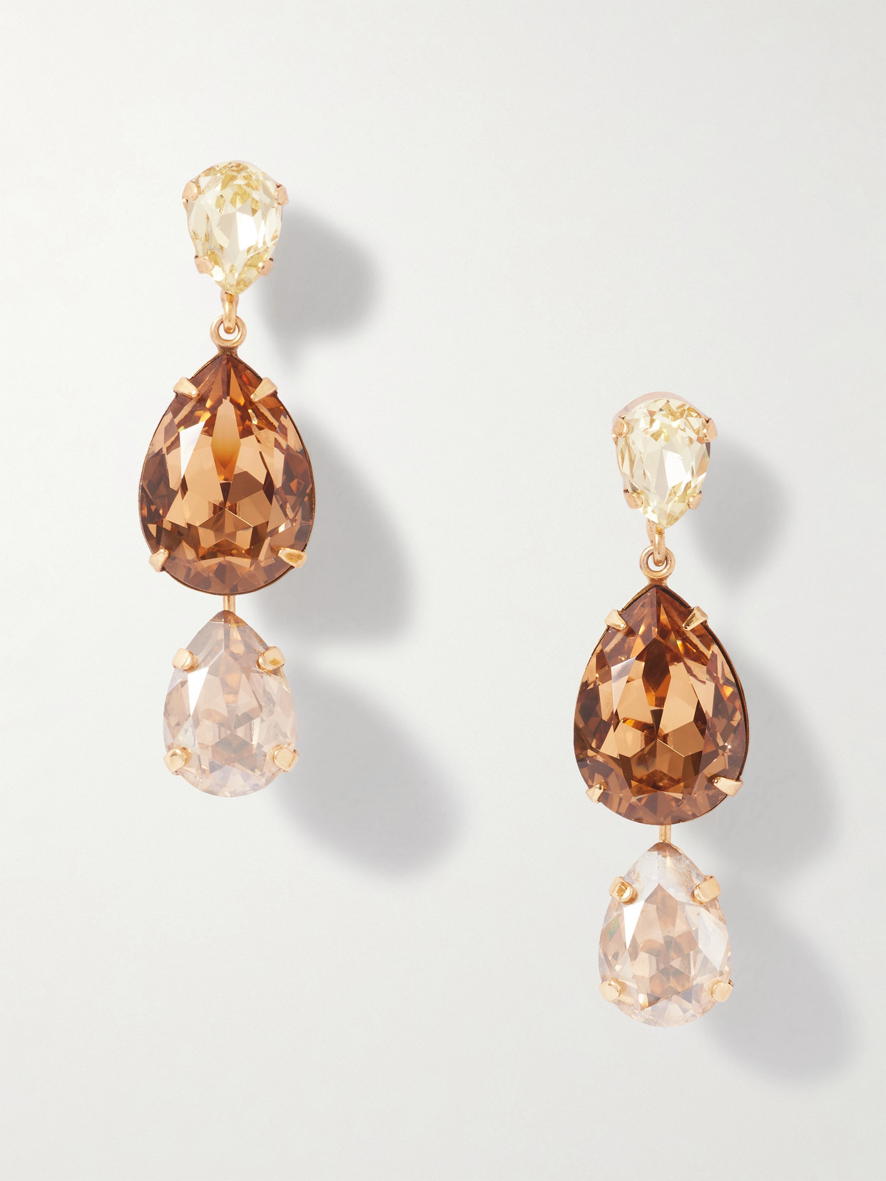 Jennifer Behr Natalina 18-karat Gold-plated And Crystal Earrings In Brown