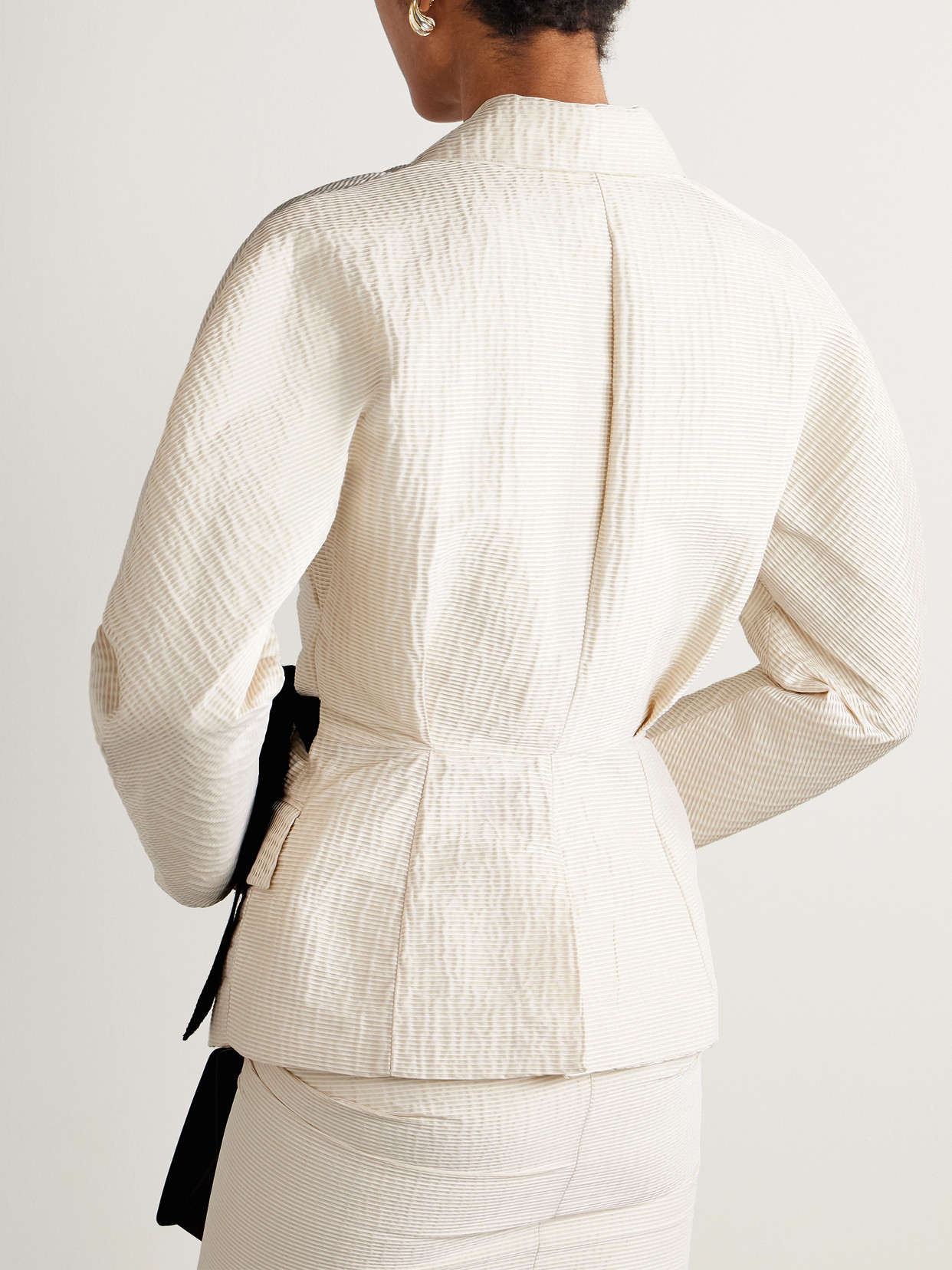 Belted Textured-Satin Jacket