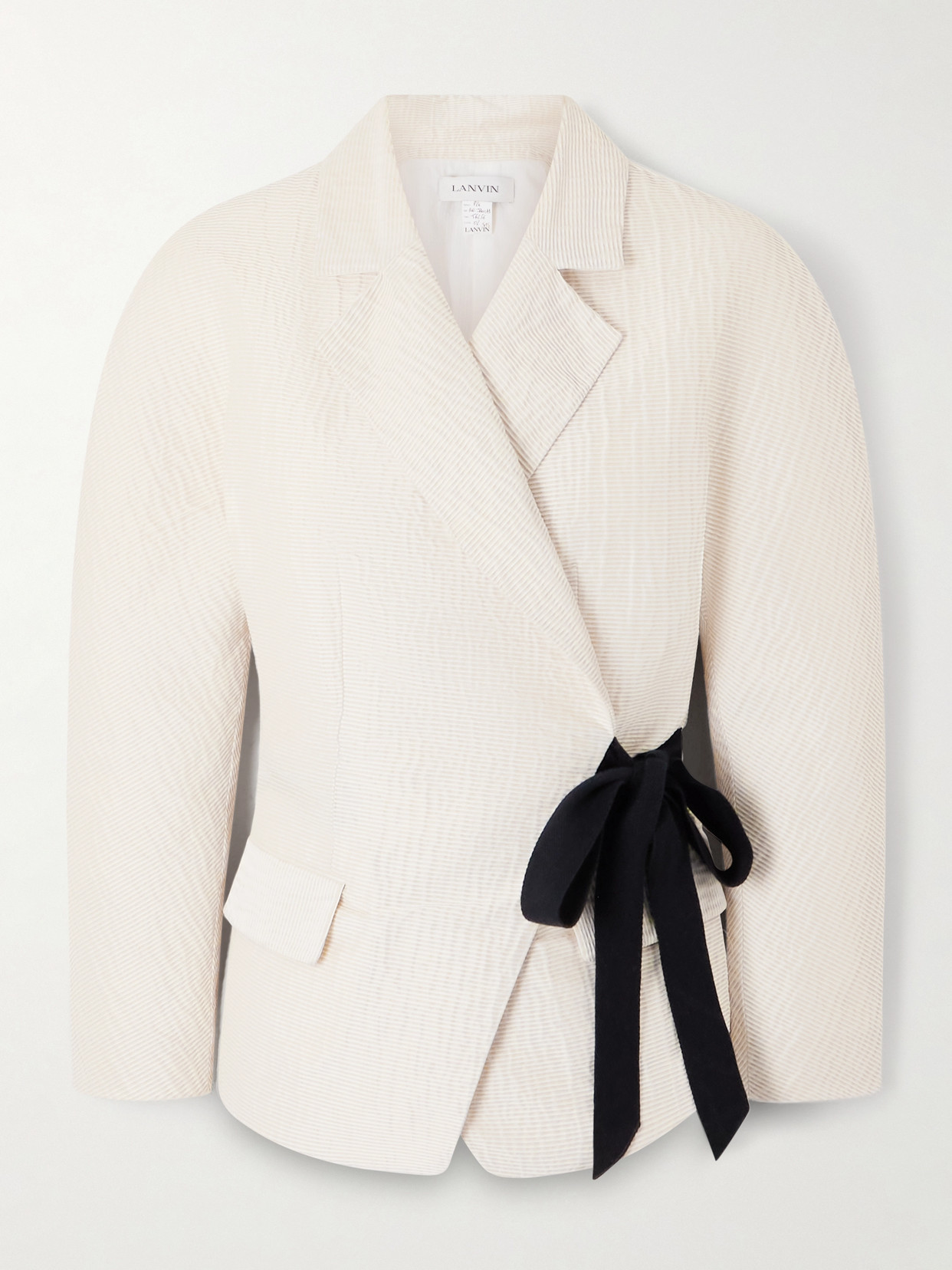 Lanvin Belted Textured-satin Jacket In White