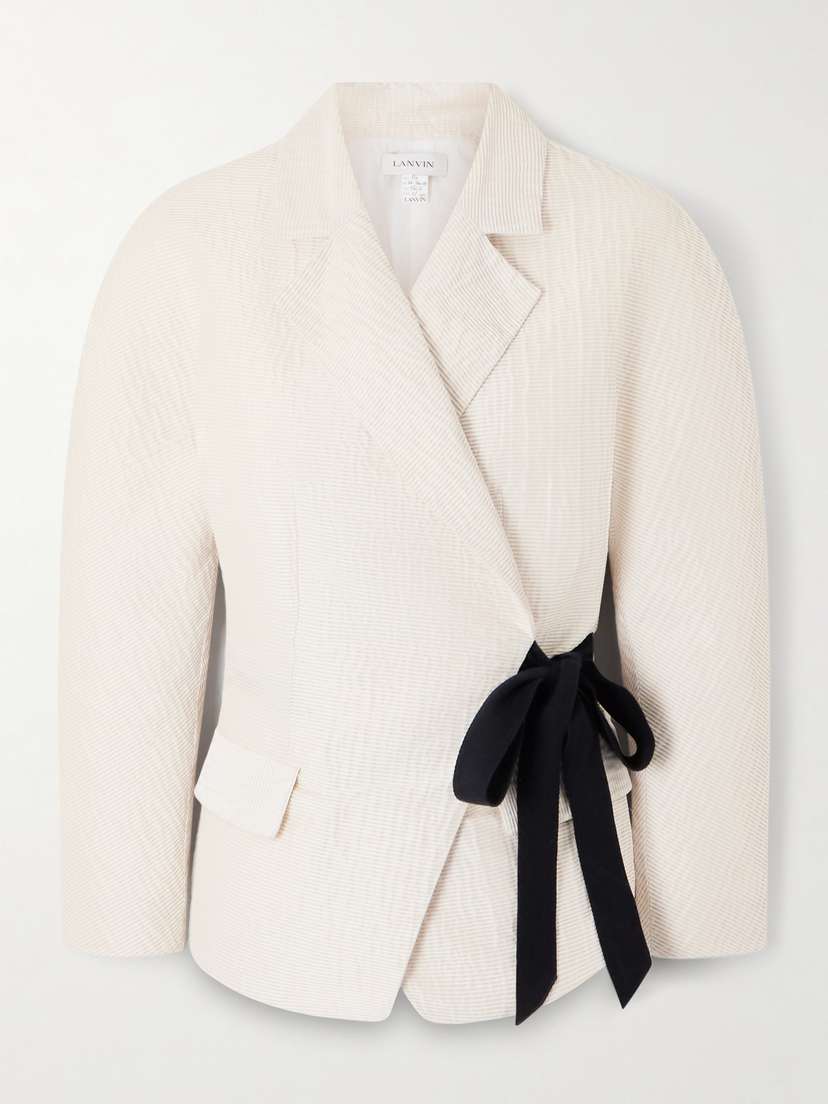 Lanvin Belted Textured-satin Jacket