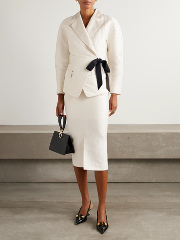 Lanvin Belted textured-satin jacket