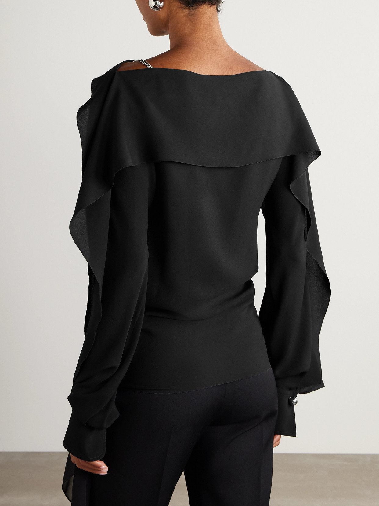 Ruffled Silk-Crepe Blouse