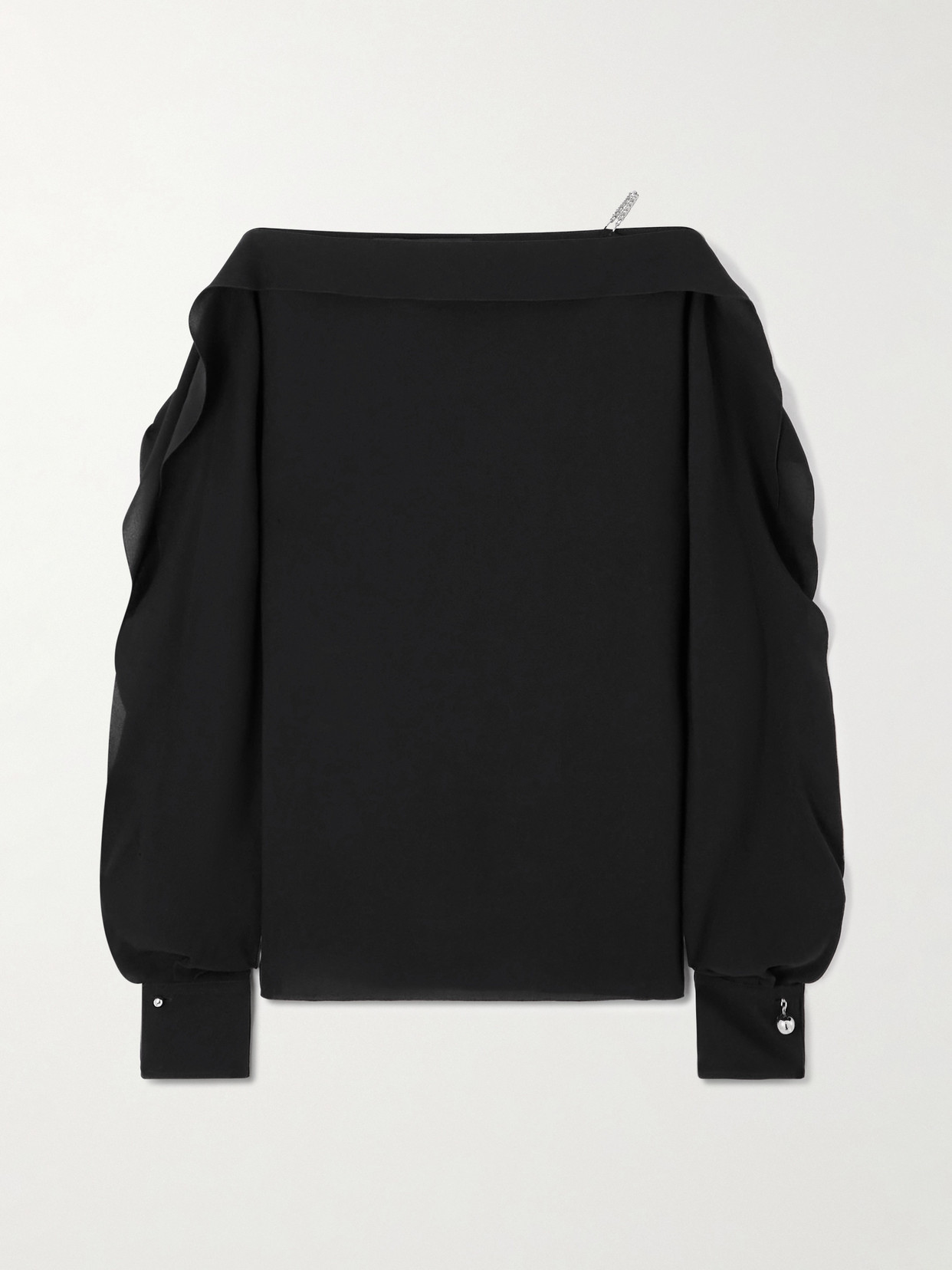 Lanvin Ruffled Silk-crepe Blouse In Black