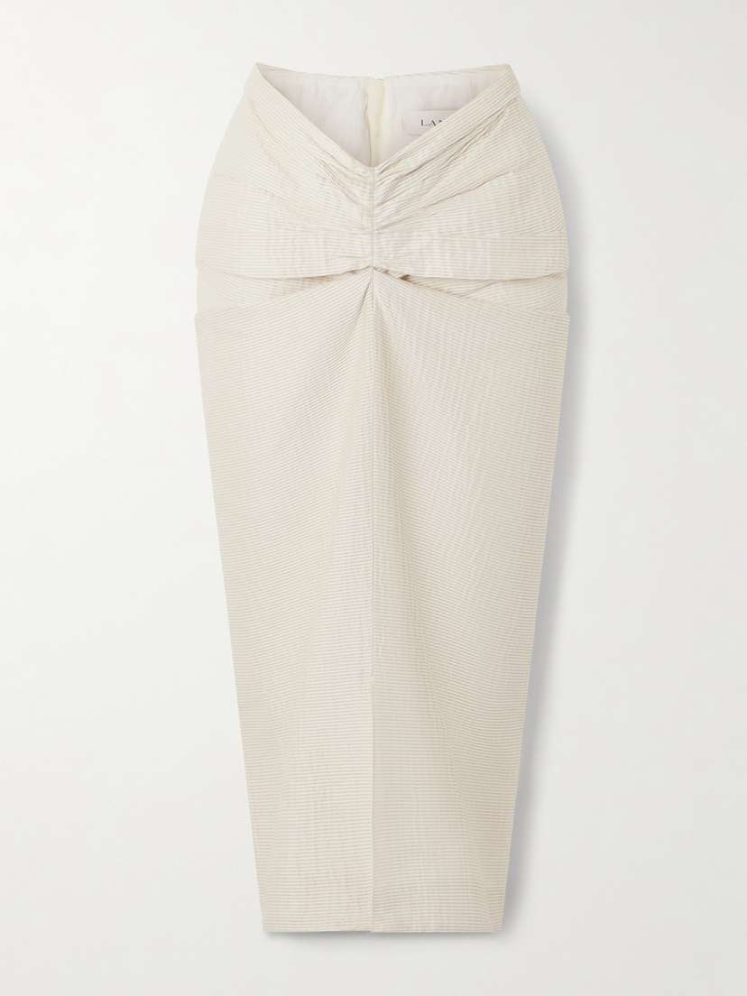 Lanvin Draped Satin-jacquard Midi Skirt
