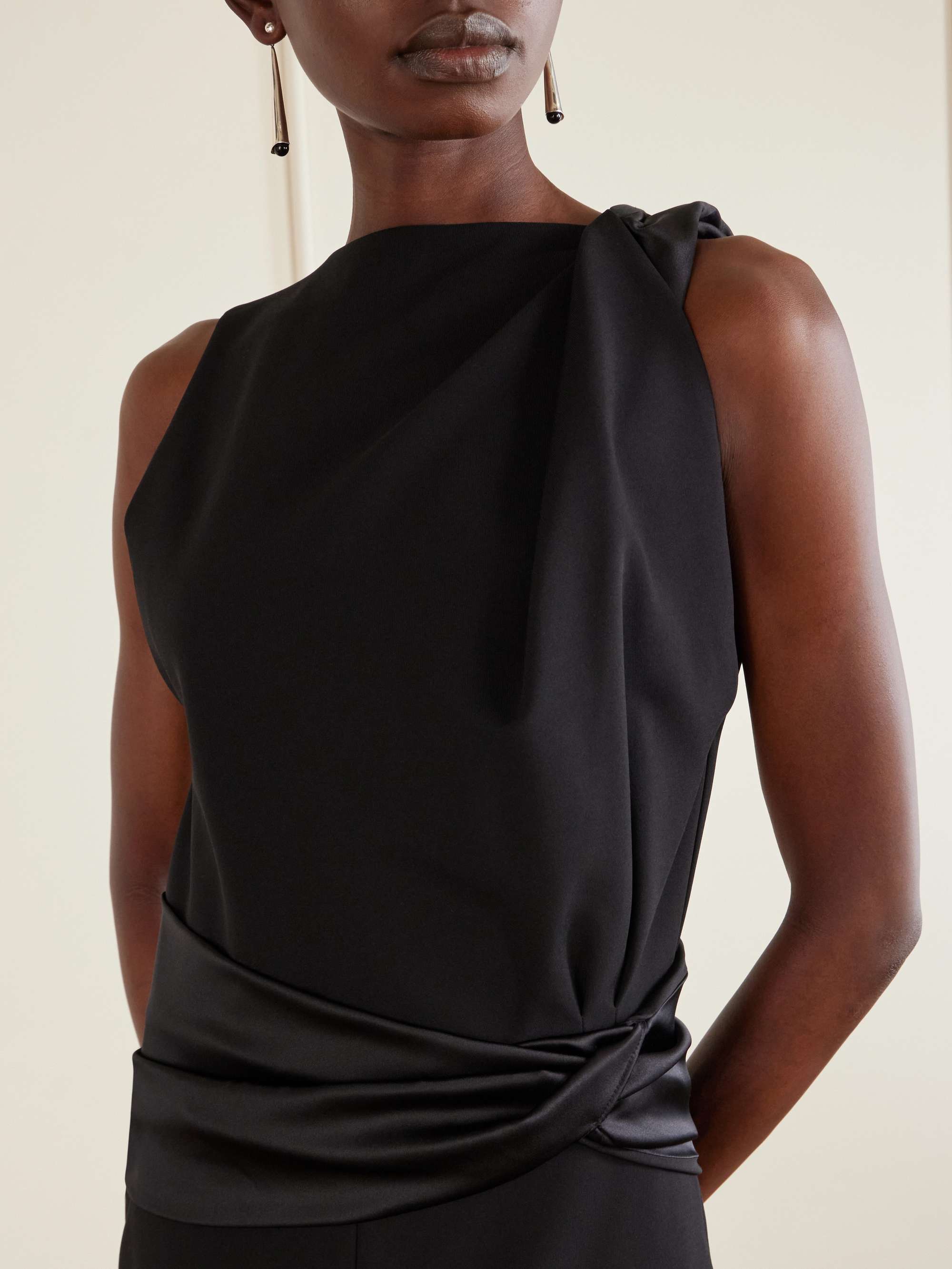 lanvin jersey dress Black Midi Dress In Jersey And Satin