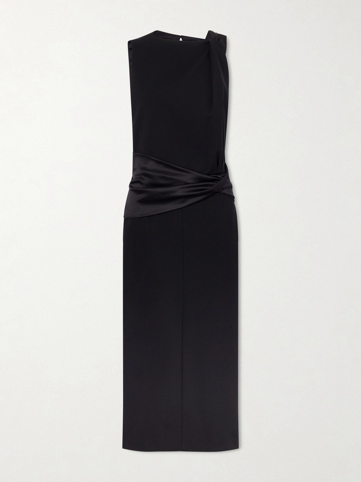 Lanvin Open-back Draped Satin-trimmed Jersey Midi Dress In Black