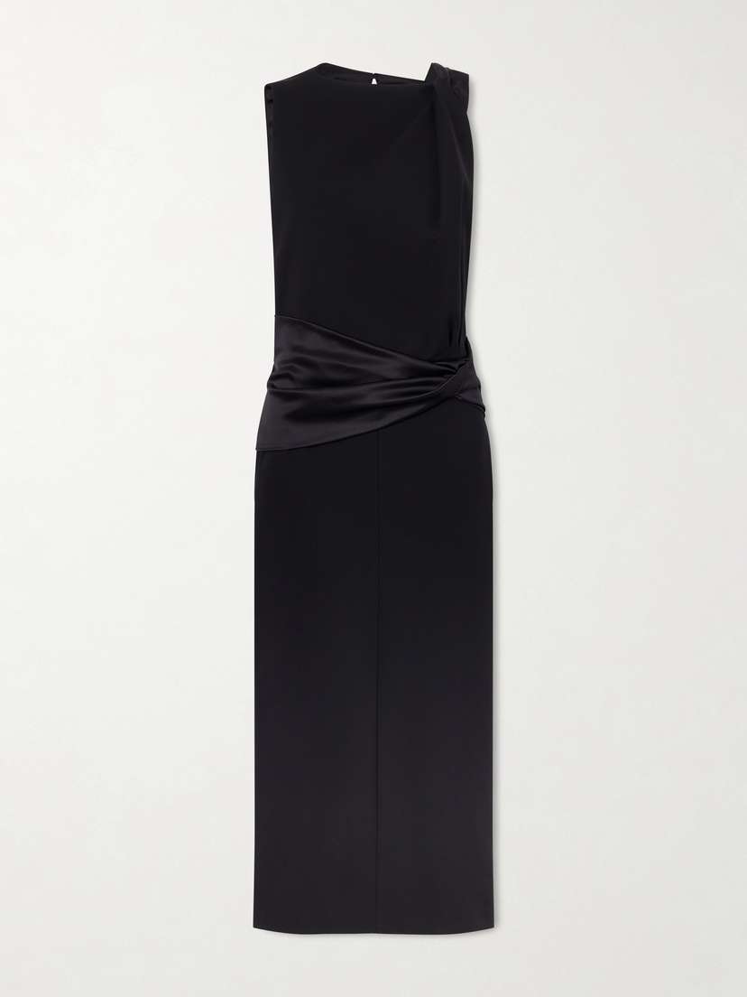 Lanvin Open-back Draped Satin-trimmed Jersey Midi Dress