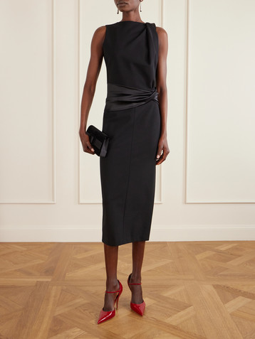 Lanvin Open-back draped satin-trimmed jersey midi dress