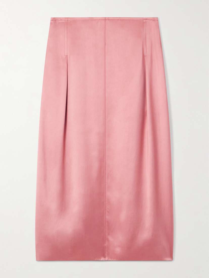 Lanvin Pleated Satin Midi Skirt
