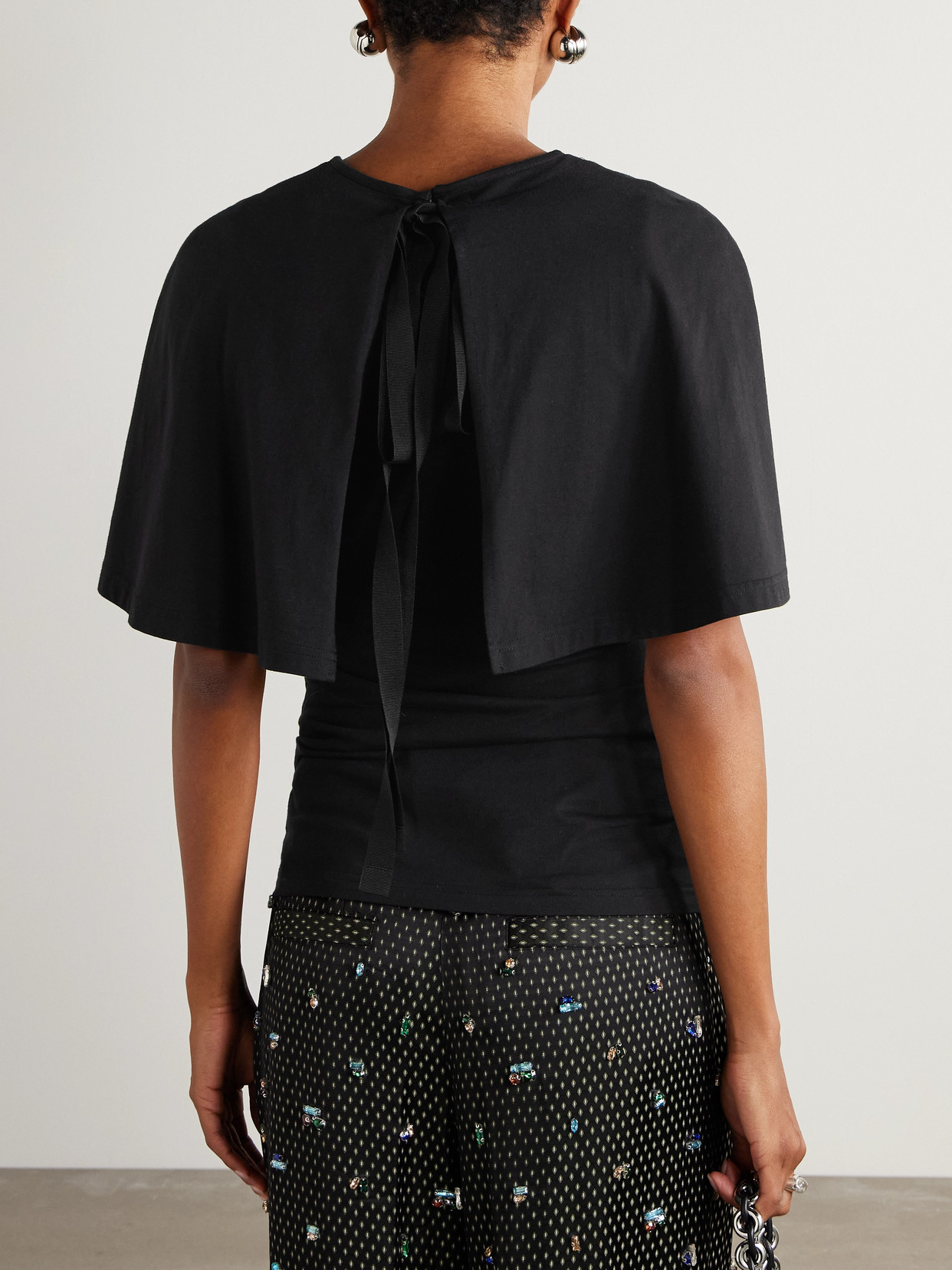 Cape-Effect Cotton And Silk-Blend T-Shirt