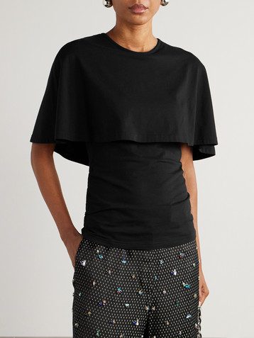 Lanvin Cape-effect cotton and silk-blend T-shirt
